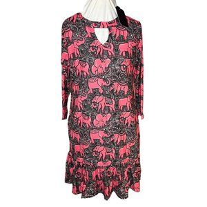 Simply Southern Pink and Black Elephant Print Midi Dress